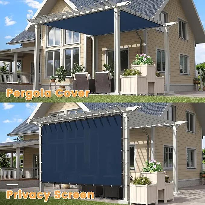 VICLLAX Shade Fabric Sun Shade Cloth with Every 2 FT Grommets for Patio Garden Pergola Cover Canopy 14x14 FT, Dark Blue by GreenHaven Gardens