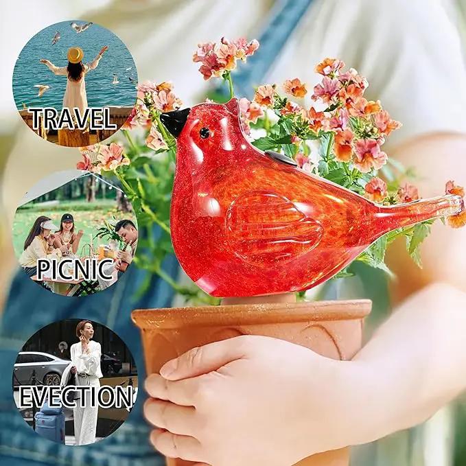 Glass Bird Shaped Plant Watering Ball Glass Automatic Watering Ball Flower Pot Insertion Spike Drip Irrigation Device Watering Ball Irrigation System Plant Enthusiast Gift (Red) by GreenHaven Gardens