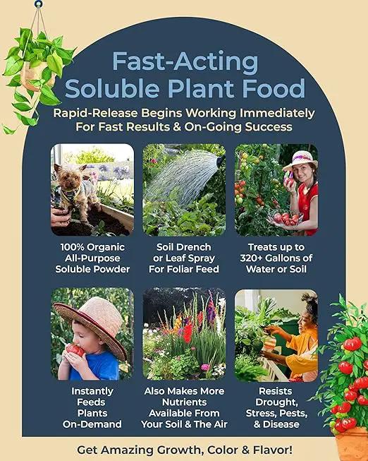 Organic Plant Magic - Truly Organic™ Fast-Acting Soluble Plant Food: All-Purpose Fertilizer Concentrate for All Flower Vegetable Herb Fruit Tree Shrub Container Garden & House Plants [5 lb Bucket] by GreenHaven Gardens