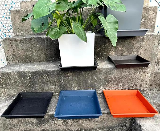 Square Plant Saucer 16 Inch 5 Pack, Plant Stand Plant Trays for Pots Heavy Duty Plastic Plant Saucers for Indoors Outdoors, No Holes Terracotta Plant Lover Gardening Gifts by GreenHaven Gardens