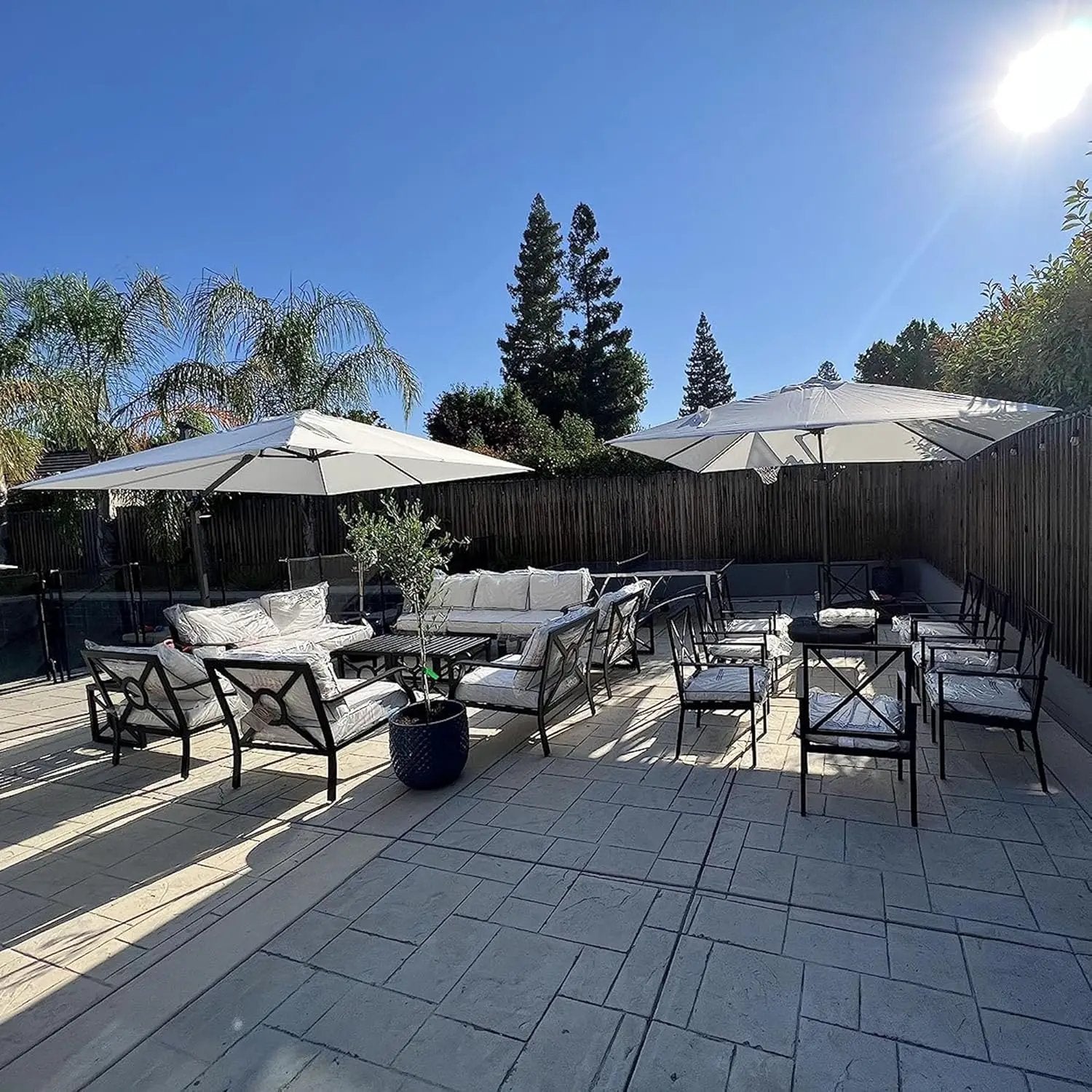 PURPLE LEAF 9' X 11.5' Patio Umbrella Outdoor Cantilever Rectangle Umbrella Aluminum Offset Umbrella with 360-degree Rotation for Garden Deck Pool Patio, White by GreenHaven Gardens