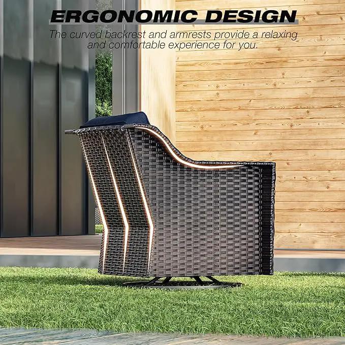 Joyside Outdoor Swivel Chair, Patio Swivel Chairs with Wide Armrest and Thick Cushions, Upgraded Large Size for Backyard, Garden, Poolside by GreenHaven Gardens