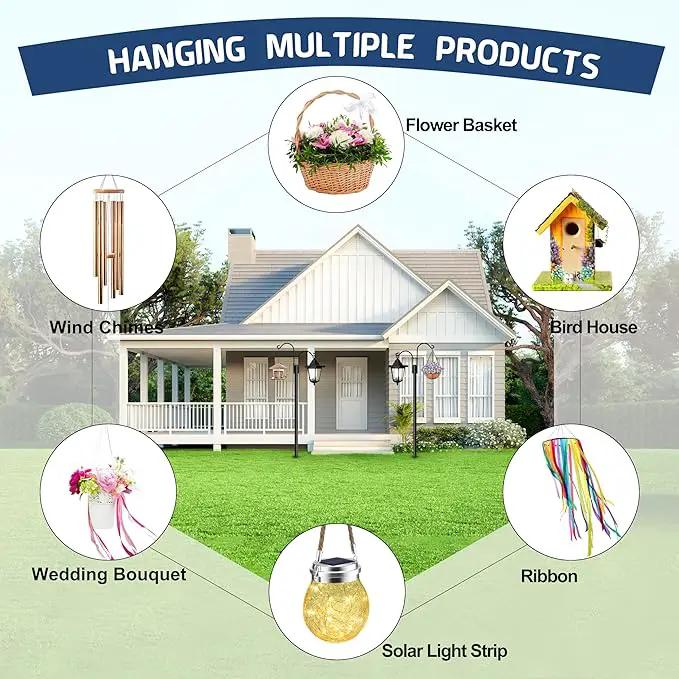 Ottsuls Bird Feeder Pole, 2 Pack 60 INCH Double Shepherds Hooks for Outdoor, Garden Pole with 5 Base Prongs Heavy Duty Planter Hooks for Hanging Plant Baskets, Lantern, Hummingbird Feeder by GreenHaven Gardens