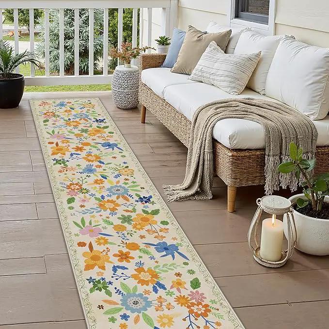 GENIMO Indoor Outdoor Area Rug 2' X 10' Waterproof, Washable Door Mat Non Shedding, Easy Cleaning Floral Outdoor Carpet for Patio, Entryway, Porch, Bathroom, Living Room, Bedroom, Backyard by GreenHaven Gardens