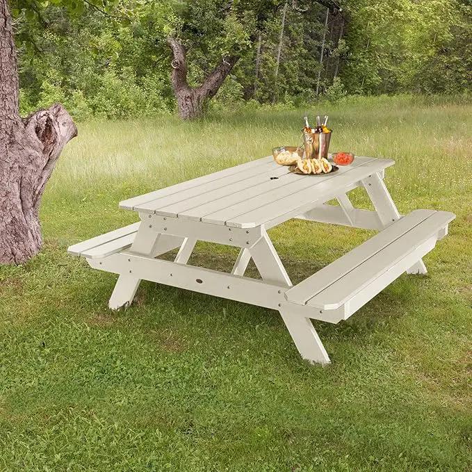 highwood Hometown Picnic Table, 6 Foot, Whitewash by GreenHaven Gardens