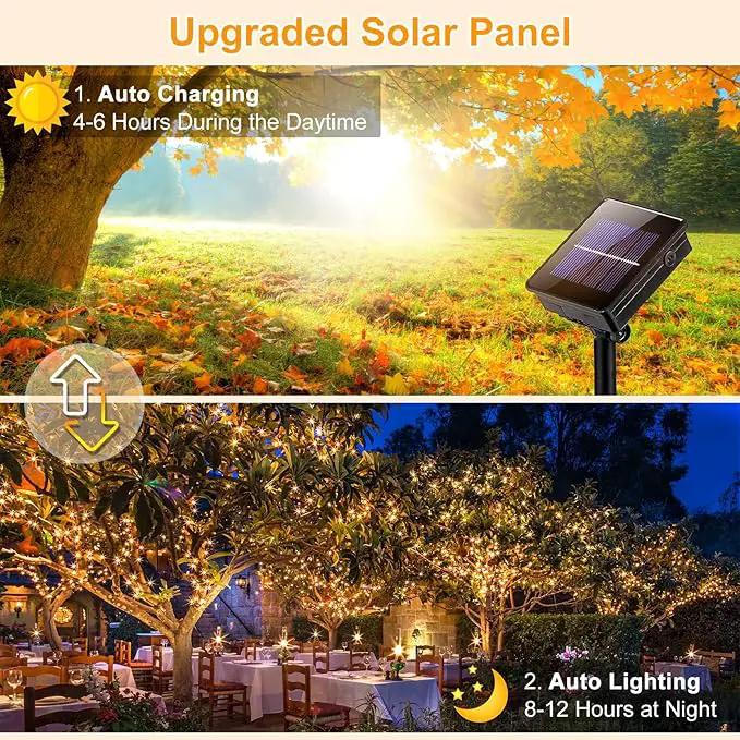 2 Pack Solar String Lights for Outside, Each 40Ft 120 LED Solar Lights Outdoor, 8 Modes Waterproof Solar Powered Twinkle Light for Backyard Patio Tree Party Garden Wedding Decoration, Warm White by GreenHaven Gardens