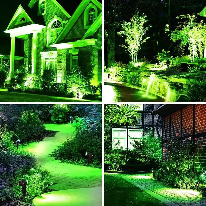 Green Solar Spot Lights Outdoor, 2 Pack Solar Landscape Spotlights IP65 Waterproof 9.8ft Cable, Auto On/Off Outdoor Wall Lights for Garden Yard Driveway Porch Walkway Pool (1-in-1) by GreenHaven Gardens