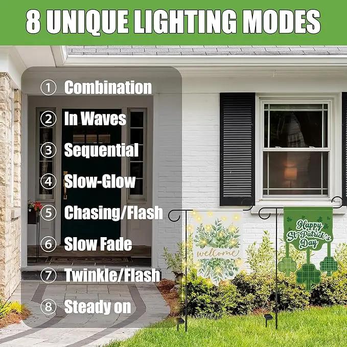 12 Set Seasonal Garden Flags 8 Modes Solar LED Double Sided 12 x 18 Inch Small Yard Flag Outdoor Lighted Spring Summer Easter Graduation Memorial Day Garden Decor for All Seasons, 12 Styles by GreenHaven Gardens