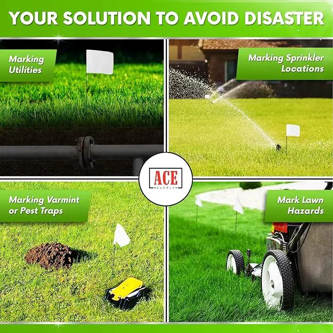 White Marking Flags 1000 Pack - 4x5x15 Inch White Flags for Yard - Markers For Lawn, Irrigation, Landscaping, Survey & Sprinkler Head Marking by GreenHaven Gardens