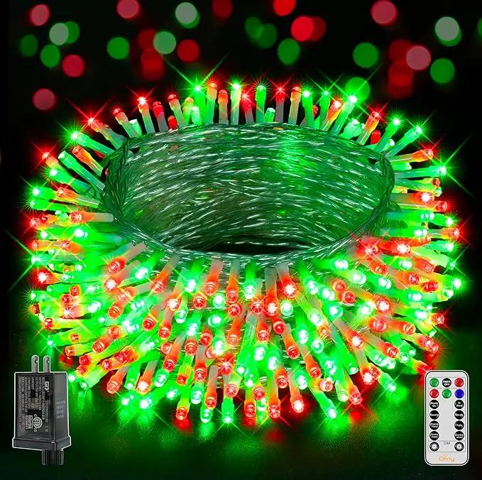 Ollny Christmas Lights Outdoor 800LED 262FT, Red and Green Plug in Fairy Lights with Remote, 8 Modes Waterproof Timers Dimmable LED String Lights for Indoor House Outside Bedroom Patio Balcony by GreenHaven Gardens