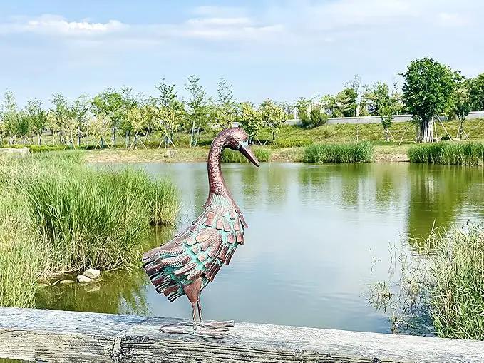 Garden Outdoor Statue Metal Duck Art Sculpture for Lawn, Farm and Patio - 25 Inches by GreenHaven Gardens