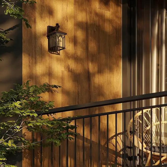Inlight 11 4/5" High Black Finish and Seeded Glass Outdoor Wall Lantern (Set of 2), Bulb Not Included, IN-0603-1-BK by GreenHaven Gardens