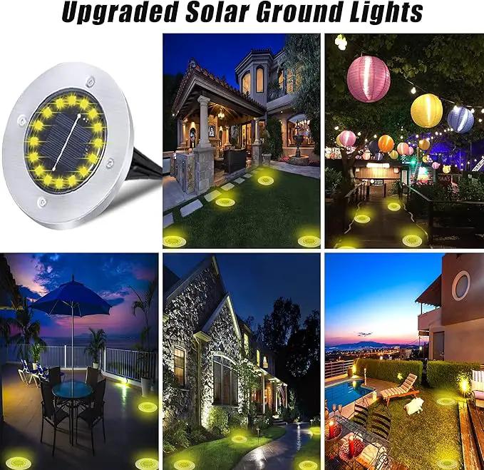 Solar Ground Lights-Waterproof Solar Lights Outdoor Garden- Solar Disk Lights-Upgraded 16LED Bright in-Ground Lights-Landscape Lights for Pathway, Yard, Lawn, Patio, Walkway (12 Pack Warm Light) by GreenHaven Gardens
