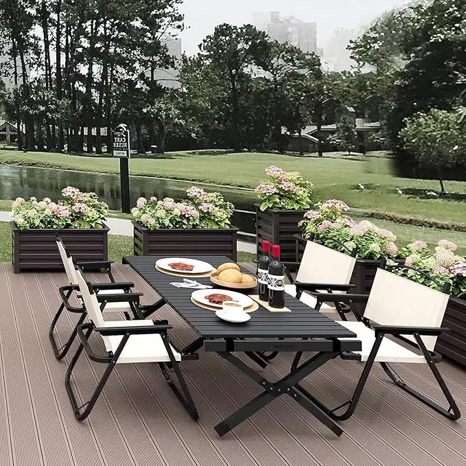 Aluminum Outdoor Planter - 19.68" Tall Planter Box for Patio Porch Indoor or Outdoor Durable Weather-Resistant Large Planters for Flowers with Drainage Hole, Dark Brown, 19.68"D x 19.68"W x 27.56"H by GreenHaven Gardens