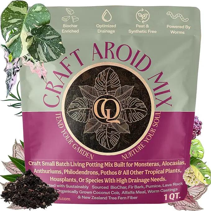 Craft Aroid Potting Mix- Elite Alocasia, Philodendron, Monstera Soil Mix, Chunky, Well Draining Potting Soil for Indoor Plants, All Tropical Plants & Houseplants, Synthetic & Peat Free 1QT by GreenHaven Gardens