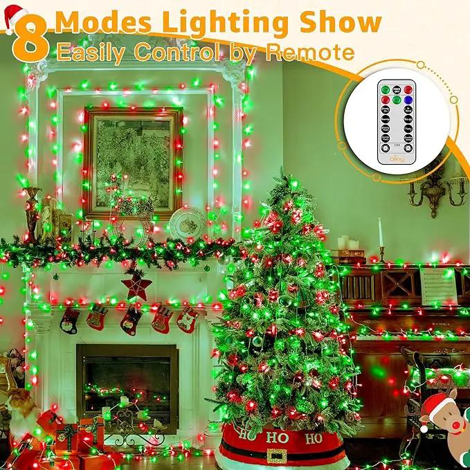 Ollny Christmas Lights Outdoor 800LED 262FT, Red and Green Plug in Fairy Lights with Remote, 8 Modes Waterproof Timers Dimmable LED String Lights for Indoor House Outside Bedroom Patio Balcony by GreenHaven Gardens