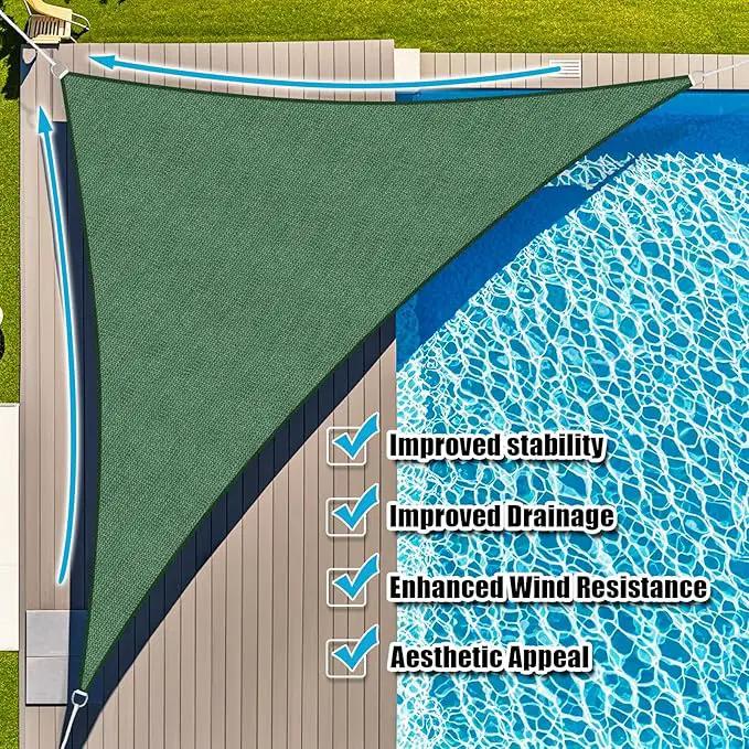 Amagenix Sun Shade Sail 8X11X13.6 Curved Edge Outdoor Shade Canopy Dark Green Breathable 95% UV Block Shade Cloth for Patio Garden Backyard (We Make Custom Size) by GreenHaven Gardens