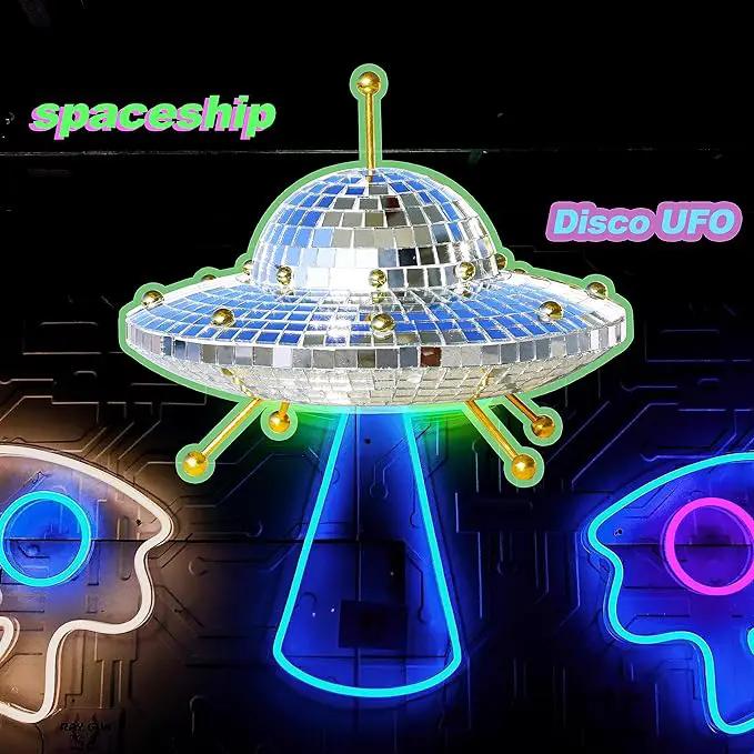 UFO Disco Ball Silver Disco Ball Decor Disco Spaceship Retro Reflective Décor Mirror Decorations for Home,Party,Garden,Handmade Gift (8 * 6inch) by GreenHaven Gardens