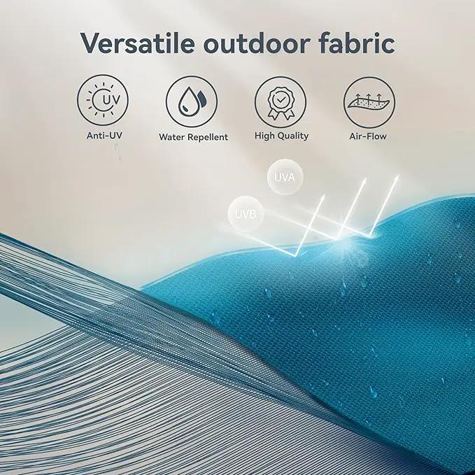 PHI VILLA 10ft Outdoor Patio Umbrellas for Outside, 3 Tier Vented Market Table Umbrella Windproof for Backyard, Deck, Garden, 1.5" Pole, Cyan（No Base） by GreenHaven Gardens