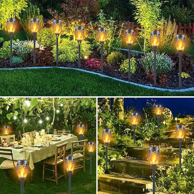 12-Pack Solar Torch Lights with Flickering Flame - 12LED Mini Fire Effect Solar-Powered Tiki Torches, Waterproof Outdoor Lighting with Auto On/Off, Perfect for Garden, Patio & Pathway Decor by GreenHaven Gardens