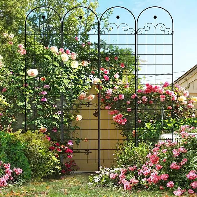 2 Pack Metal Garden Trellis 86.7" H Garden Fence Rustproof Trellis for Climbing Plants Support Roses Flower Outdoor Lawn Black by GreenHaven Gardens