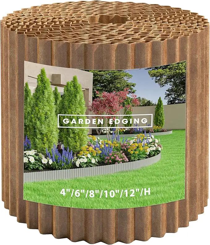 Metal Garden Edging Border, Corrugated Steel Landscaping, DIY for Lawn (Rusty, 6 Inch x 10FT) by GreenHaven Gardens