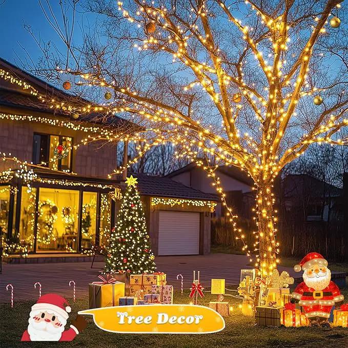 JMEXSUSS 500 LED Christmas Lights Outdoor, 173ft Warm White String Lights for Outside, 8 Modes Plug in Twinkle Light for Holiday Tree Indoor Ceiling House Decorations by GreenHaven Gardens