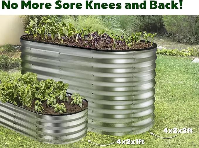 Galvanized Raised Garden Beds Outdoor // 4×2×2 ft Planter Raised Beds for Gardening, Vegetables, Flowers // Large Metal Garden Box (Silver) // Patented Tool-Free Design by GreenHaven Gardens