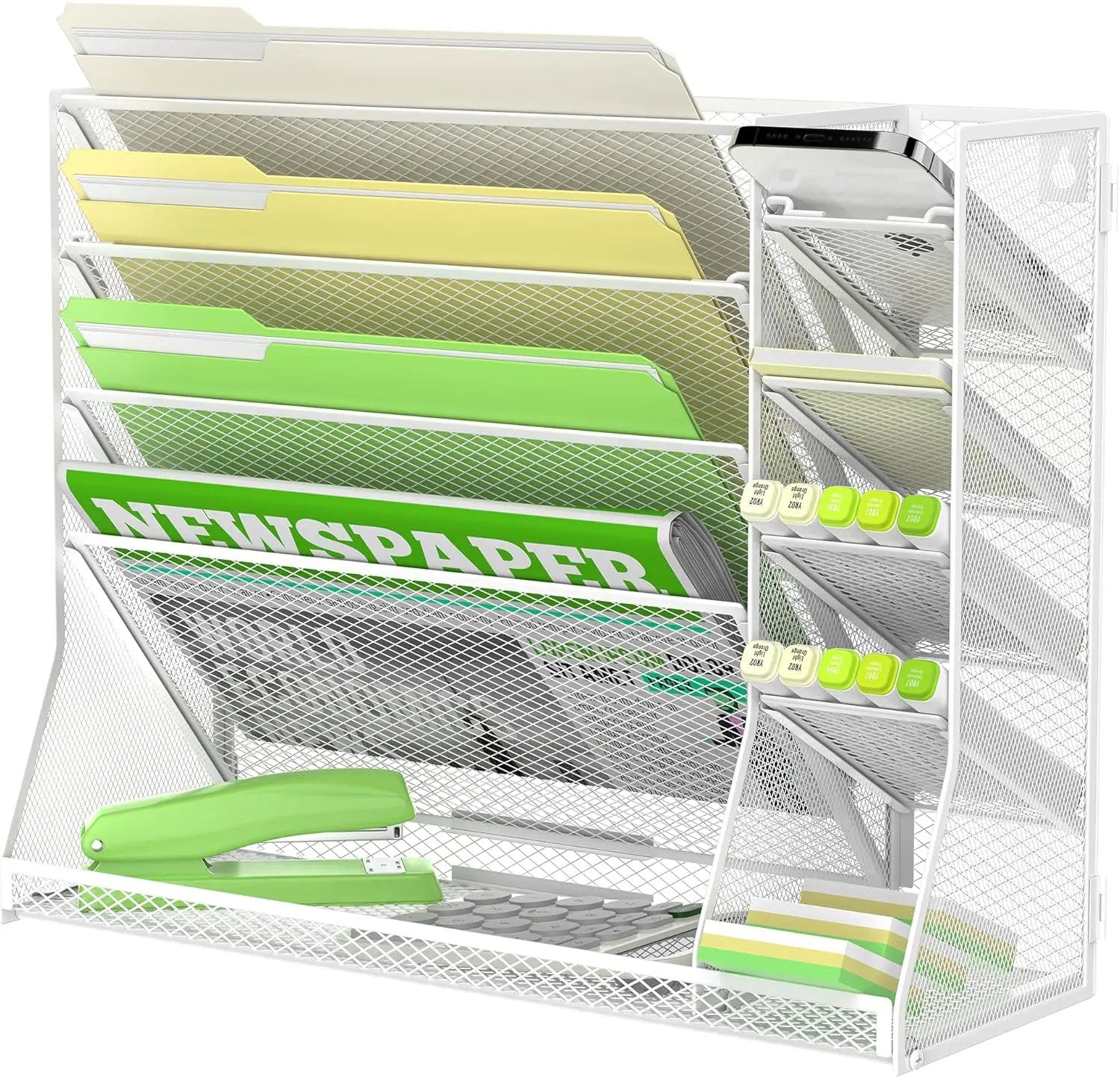 SUPEASY Wall File Organizer, 5-Tier Desk Organizer with 4 Pen Holders, Wall Organizer for Office with R-shaped Bottom Tray, Desk Organizers and Accessories for Office Supplies, White by GreenHaven Gardens