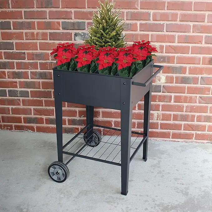 GarraÌ Raised Planter Box -Garden Cart with Wheels, Movable Square Outdoor Elevated Garden Bed with Wheels- Grow Vegetables Flowers Herbs on Patio, Deck, or Yard by GreenHaven Gardens