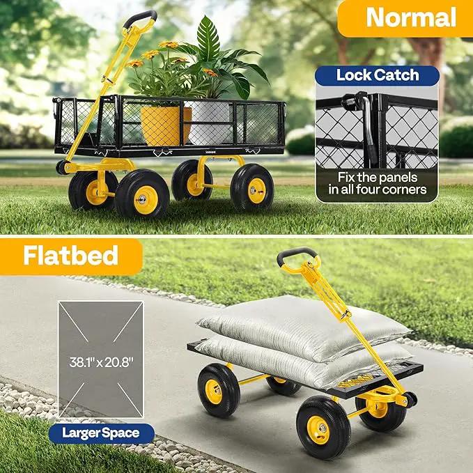 VIVOHOME Garden Cart Steel Heavy Duty 900 LBS Yard and Garden Wagon with 10 inch Tire and Handle Attach to ATV or Tractor Black by GreenHaven Gardens