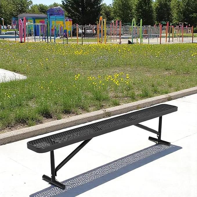 96" L Outdoor Metal Benches, Heavy Duty Garden Park Bench for Outside, Porch Chair Sports Backless Commercial Benches Mesh Bench for Shopping Mall, Store, Lawn, Park, Patio, Deck, Garden by GreenHaven Gardens
