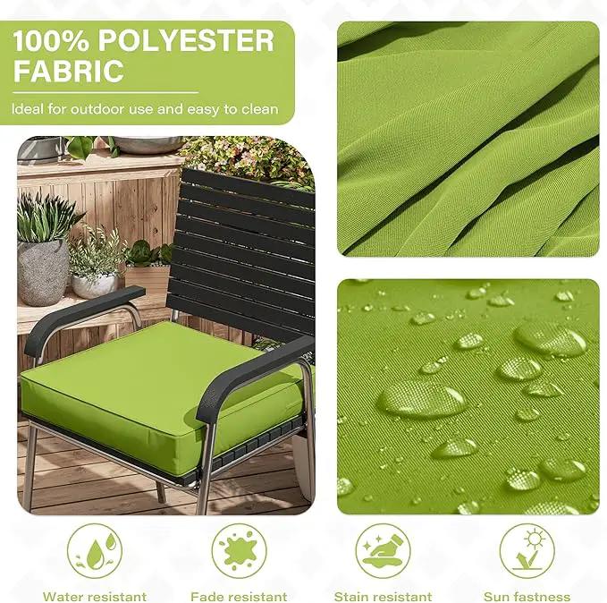 Patio Chair Cushions 18.5 X 16 X 4 Inch Waterproof Outdoor Seat Cushions for Patio Furniture, Outdoor Sofa Couch Pads with Ties & Handle, Set of 2, Grass Green by GreenHaven Gardens