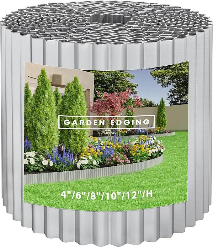 Metal Garden Edging Border, Corrugated Steel Landscaping, DIY for Lawn (Silver, 12 Inch x 20FT) by GreenHaven Gardens