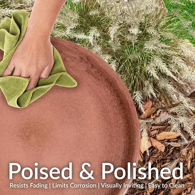 Sunnydaze Gleeful Garden Metal Bird Bath for Outdoors - Large Decorative Iron Birdbath - 23-Inch - Canyon Clay Glaze by GreenHaven Gardens