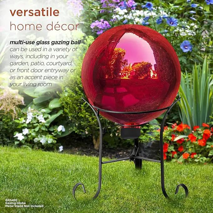 Alpine Corporation 10" Diameter Indoor/Outdoor Glass Gazing Globe Yard Decoration, Red by GreenHaven Gardens