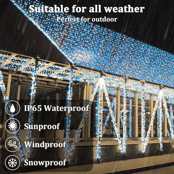 2-Pack 200FT Solar String Lights for Outside, 600 LED Extra-Bright Outdoor Light With 19 Modes & Timer, Waterproof Fairy Lights for Garden Patio Tree Christmas Decorations Blue & White by GreenHaven Gardens