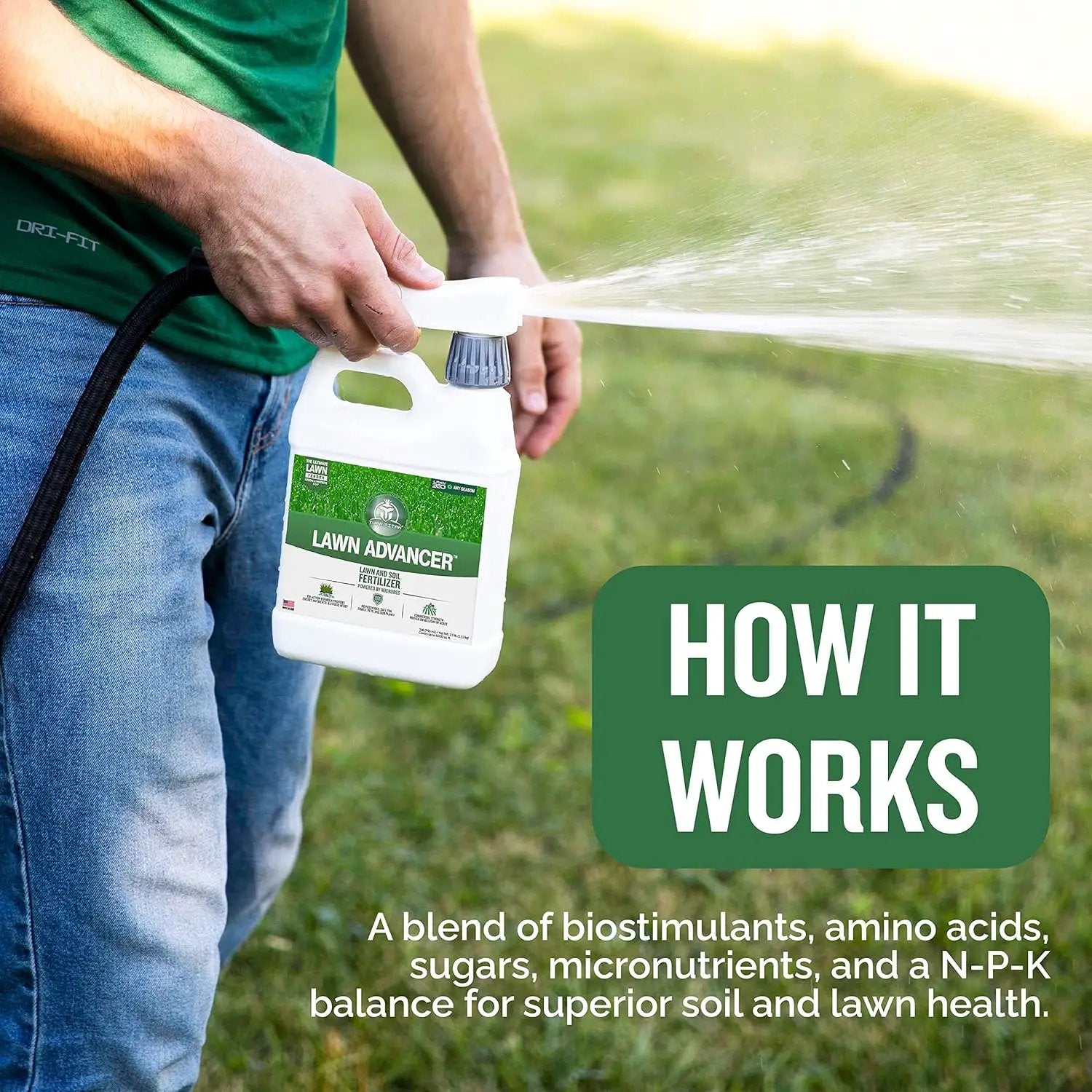 Turf Titan Lawn Advancer – Green Lawn Booster and Lawn Fertilizer (32 oz) – Fast-Acting Hose End Fertilizer Concentrate with Tri-Action Formula – Covers up to 8,000 Sq Ft by GreenHaven Gardens