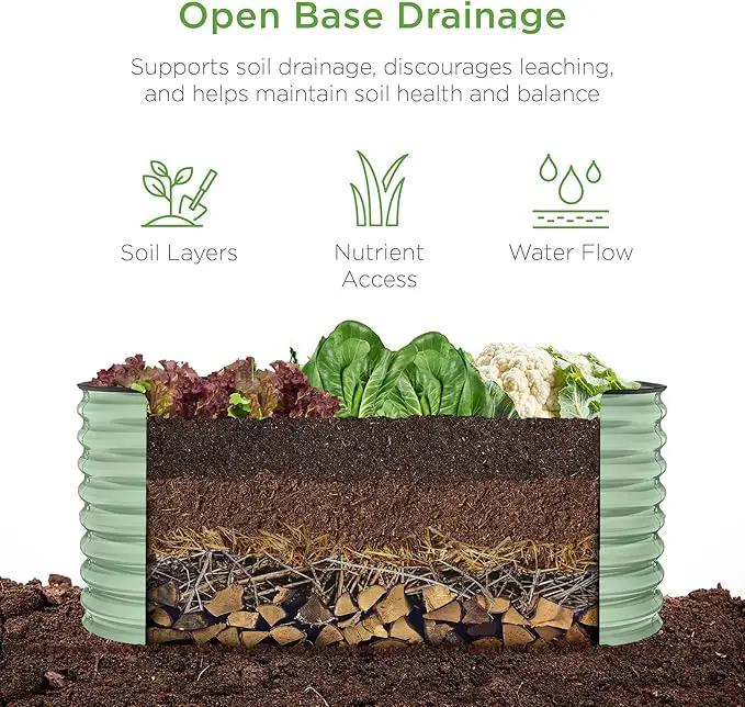 Best Choice Products 4x2x2ft Outdoor Metal Raised Garden Bed, Oval Deep Root Planter Box for Vegetables, Flowers, Herbs, and Succulents w/ 101 Gallon Capacity, Rubber Edge Guard - Sage Green by GreenHaven Gardens