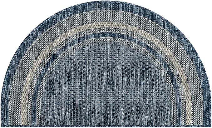 Unique Loom Outdoor Border Collection Area Rug - Soft Border (2' 2" x 3' 7" Hearth, Blue/ Ivory) by GreenHaven Gardens