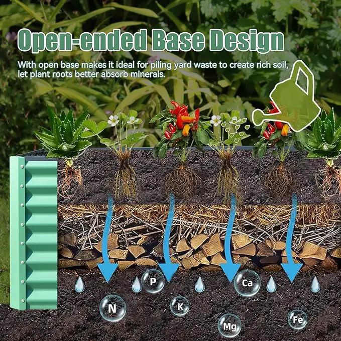 Domi Galvanized Raised Garden Bed, Outdoor Planter Garden Boxes Large Metal Planter Box for Gardening Vegetables Fruits Flowers, Green (8x4x2ft) by GreenHaven Gardens