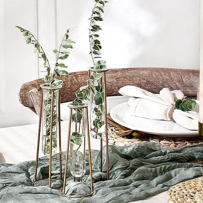 Propagation Station Terrariums with Gold Metal Stand - Kate Aspen 3 Glass Test Tube Planters for Indoor Plant, Air Plants, Plant Clippings, Cut Flowers, Herbs, Succulents | Home Decor Table Decoration by GreenHaven Gardens