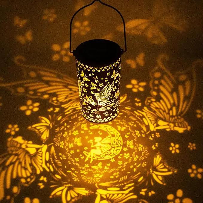 Solar Lanterns Outdoor Hanging Lantern Lights,Fairy Metal Decor Lanterns-Waterproof LED Decorative Light for Garden Patio Yard Lawn Backyard Front Porch as Gifts for Mom Grandma Women by GreenHaven Gardens
