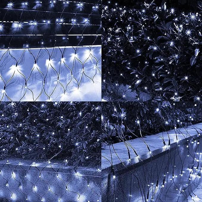 Dazzle Bright Christmas Net Lights, 360 LED 12FT x 5 FT Green Wire Waterproof Connectable String Lights with 8 Modes, Christmas Outdoor Lights for Bush Garden Party Wedding Holiday Decoration (White) by GreenHaven Gardens