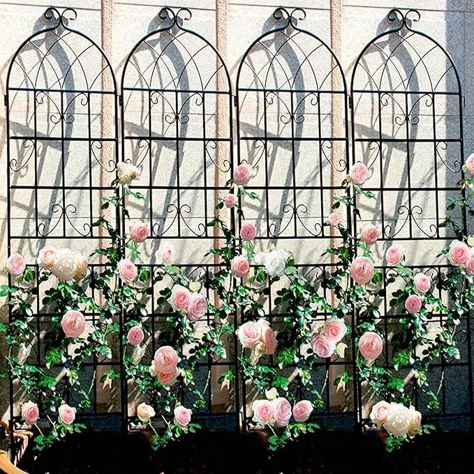 Metal Garden Trellis Rustproof Trellis for Climbing Plants Outdoor Flower Support (Black-4 Pack, 71"x19.7") by GreenHaven Gardens