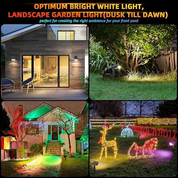 Solar Spotlights Outdoor,40 LEDs Color Changing RGB Landscape Path Lights,USB & Powered Multicoloured Spotlights,14 Colors Auto Cycling for Yard,Garden,2 Pack by GreenHaven Gardens