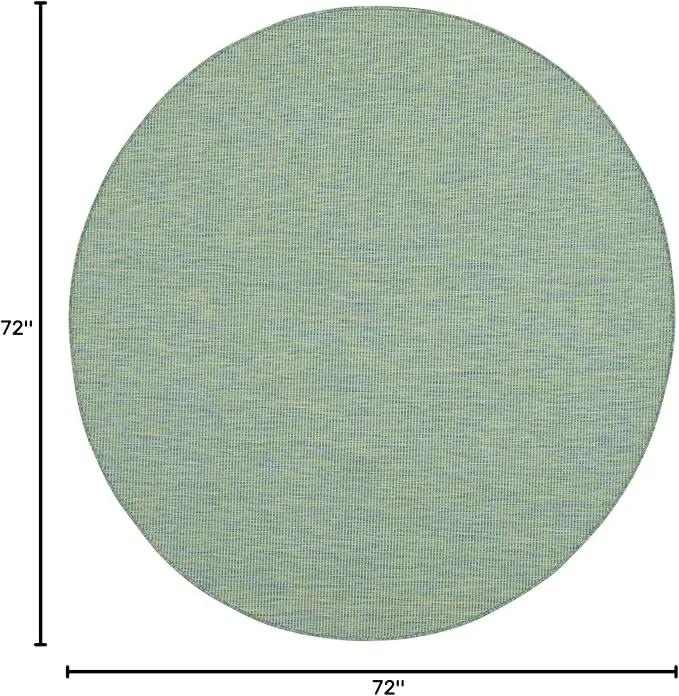 Nourison Positano Indoor/Outdoor Blue/Green 6' x Round Area Rug, Easy Cleaning, Non Shedding, Bed Room, Living Room, Dining Room, Backyard, Deck, Patio (6 Round) by GreenHaven Gardens