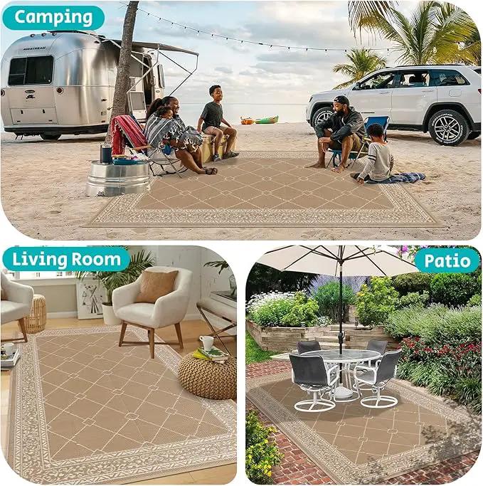 HEBE Outdoor Rug Waterproof 6x9, Plastic Straw Rug Camping Rug, Reversible Outdoor Patio Rugs RV Mat Clearance, Indoor Outside Floor Carpet for Porch,Deck,Camper,Balcony,Backyard by GreenHaven Gardens