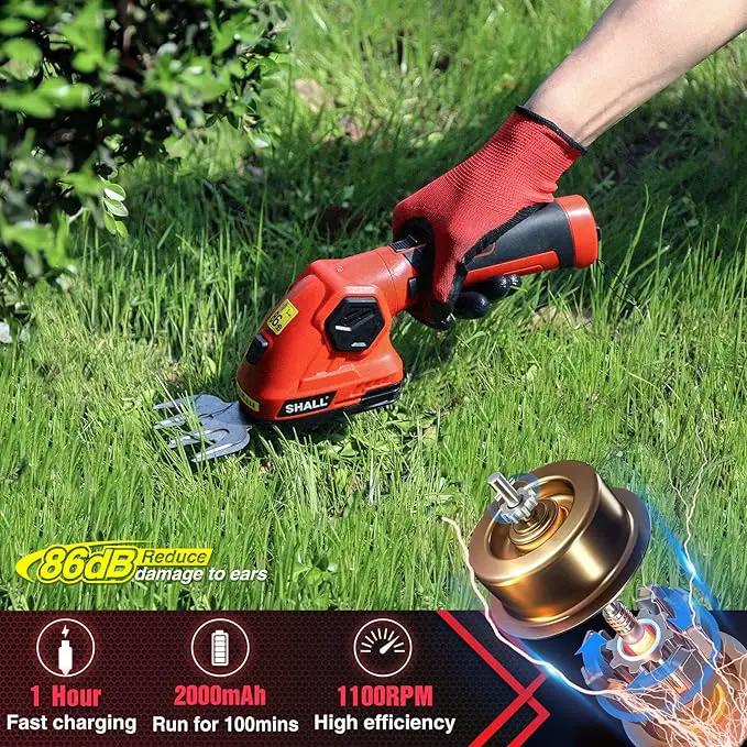 SHALL 2 in 1 Cordless Grass Trimmer & Hedge Shears - 7.2V Electric Shrub Cutter w/Pruning Scissors, Rechargeable Battery & Fast Charger by GreenHaven Gardens
