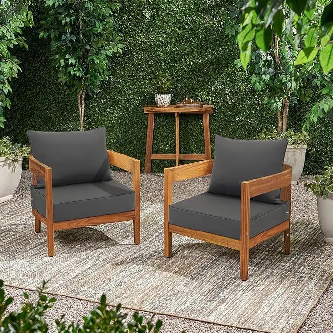 Favoyard Outdoor Seat Cushion Set 22 x 24 Inch Waterproof & Fade Resistant Patio Furniture Cushions with Removable Cover Deep Seat & Back Cushion with Handle and Adjustable Straps for Chair Sofa Couch by GreenHaven Gardens